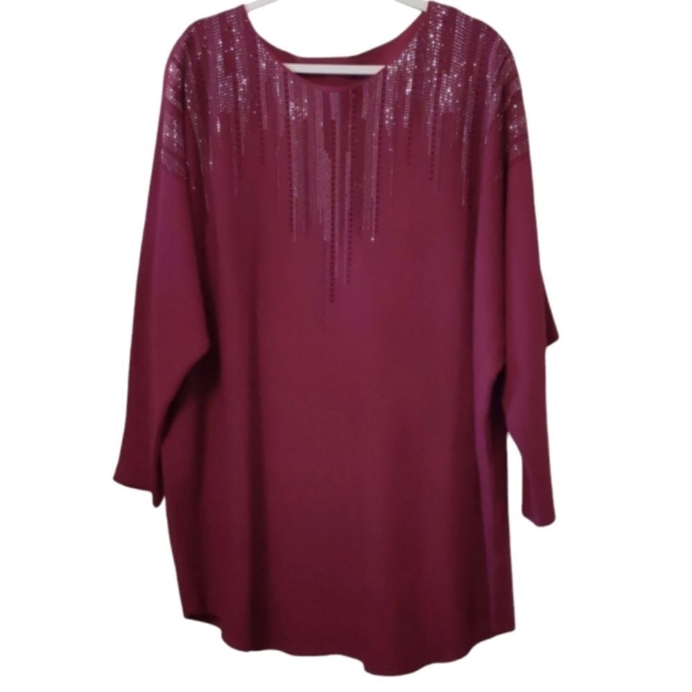 Sparkly Sweater Burgundy Women Maroon Size 2X